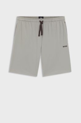 Logo-embroidered shorts in stretch cotton, Light Grey