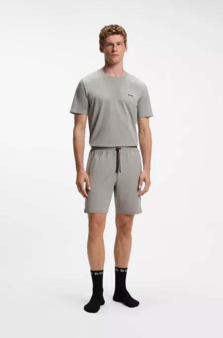 Short en coton stretch à logo brodé