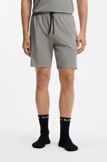 Short en coton stretch à logo brodé