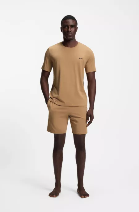 Stretch-cotton shorts with embroidered logo