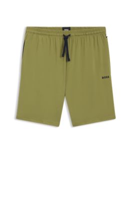 Stretch-cotton shorts with embroidered logo, Green