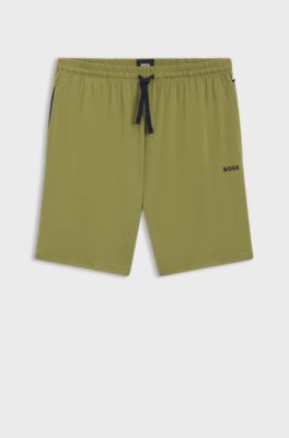 Stretch-cotton shorts with embroidered logo, Green