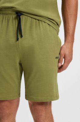 Stretch-cotton shorts with embroidered logo, Green