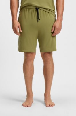 Logo-embroidered shorts in stretch cotton, Green