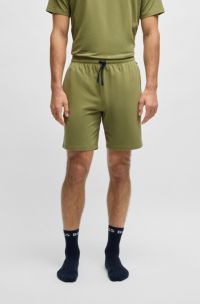 Logo-embroidered shorts in stretch-cotton jersey, Green