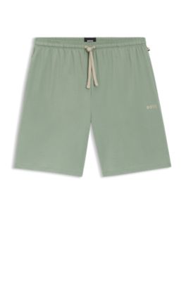 Bermuda in cotone elasticizzato con logo ricamato, Calce