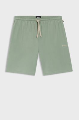 Logo-embroidered shorts in stretch cotton, Light Green
