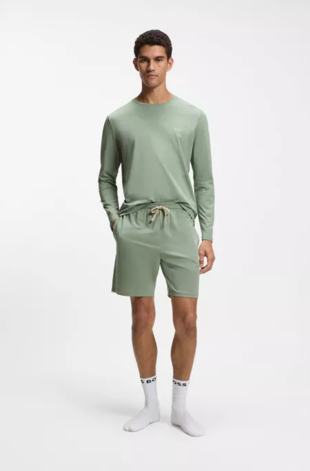 Stretch-cotton shorts with embroidered logo