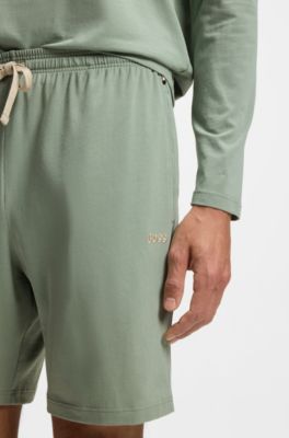 Logo-embroidered shorts in stretch cotton, Light Green