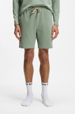 Logo-embroidered shorts in stretch cotton, Light Green