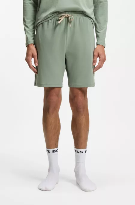 Stretch-cotton shorts with embroidered logo