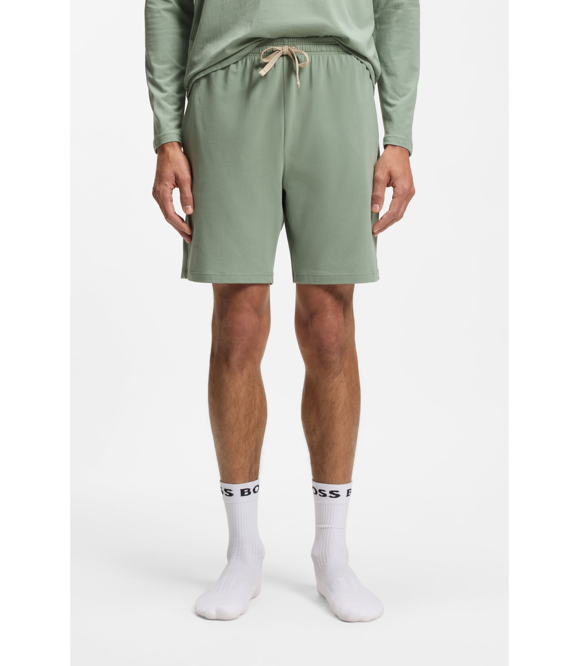 Shorts aus Stretch-Baumwolle mit Logo-Stickerei