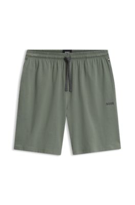 Logo-embroidered shorts in stretch cotton, Green