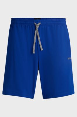 Stretch-cotton shorts with embroidered logo, Blue