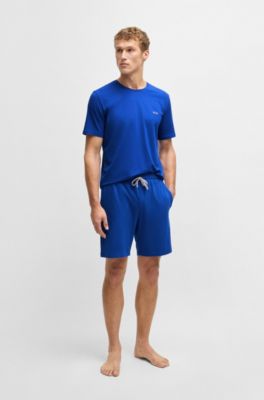 Stretch-cotton shorts with embroidered logo, Blue