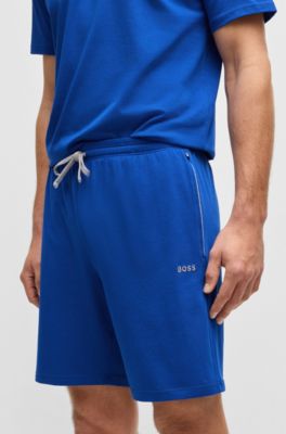 Bermuda in cotone elasticizzato con logo ricamato, Blu