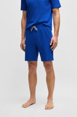 Bermuda in cotone elasticizzato con logo ricamato, Blu