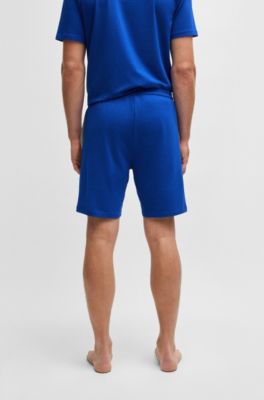 Bermuda in cotone elasticizzato con logo ricamato, Blu