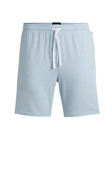 Stretch-cotton shorts with drawstring waist and embroidered logo, Hugo boss