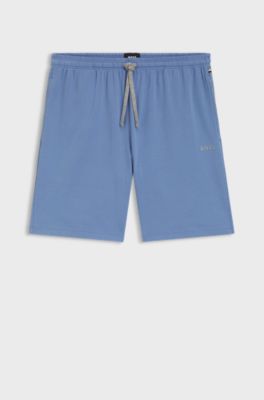 Logo-embroidered shorts in stretch cotton, Blue