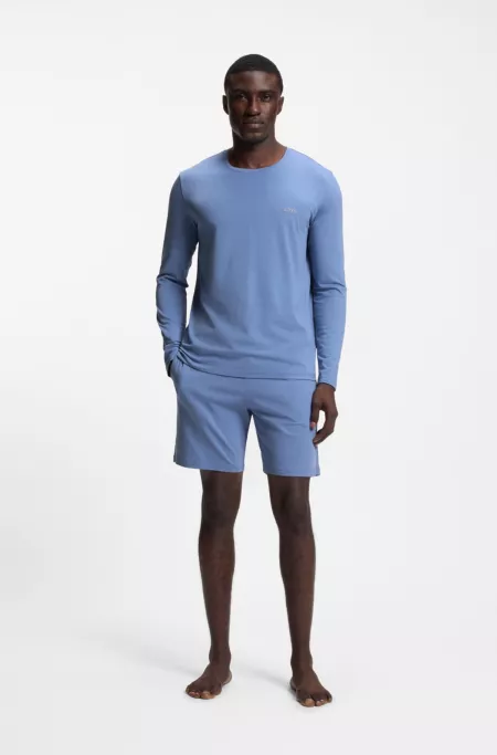 Stretch-cotton shorts with embroidered logo