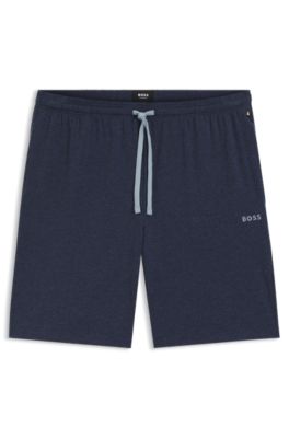 Stretch-cotton shorts with embroidered logo, Light Blue