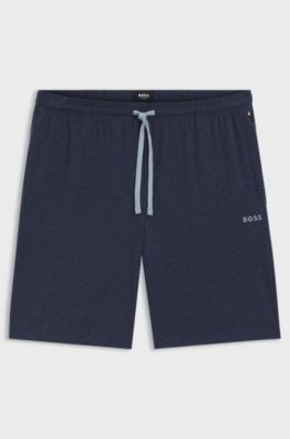 Stretch-cotton shorts with embroidered logo, Light Blue