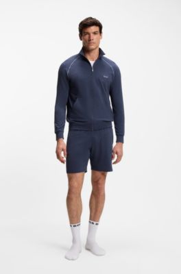 Stretch-cotton shorts with embroidered logo, Light Blue