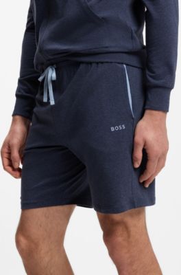 Logo-embroidered shorts in stretch cotton, Light Blue