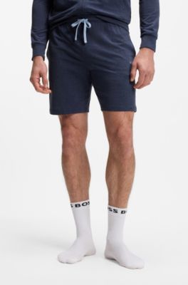 Stretch-cotton shorts with embroidered logo, Light Blue