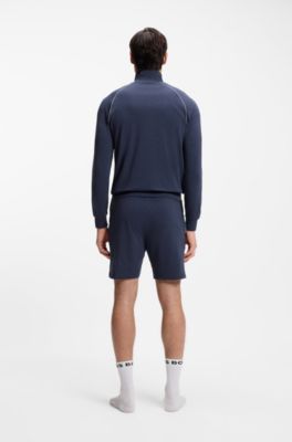 Stretch-cotton shorts with embroidered logo, Light Blue