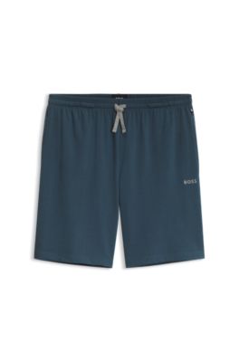 Logo-embroidered shorts in stretch cotton, Dark Blue