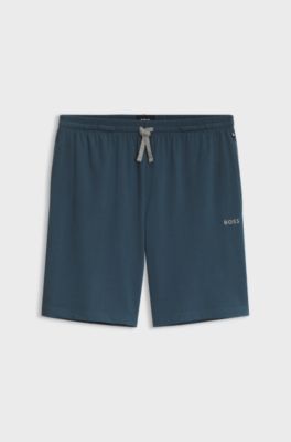 Logo-embroidered shorts in stretch cotton, Dark Blue