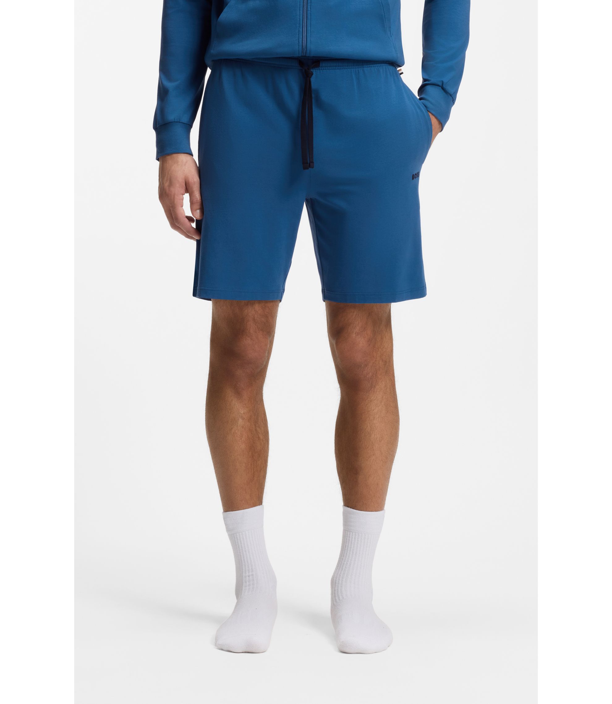 Shorts aus Stretch-Baumwolle mit Logo-Stickerei