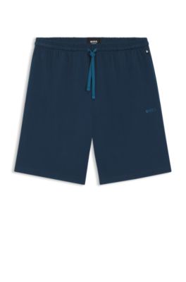 Stretch-cotton shorts with embroidered logo, Blue