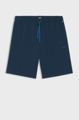 Stretch-cotton shorts with embroidered logo, Blue