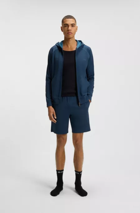 Short en coton stretch à logo brodé