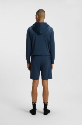 Stretch-cotton shorts with embroidered logo, Blue