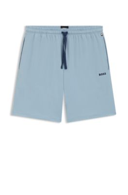 ストレッチコットン ショートパンツ ロゴエンブロイダリー, ライトブルー