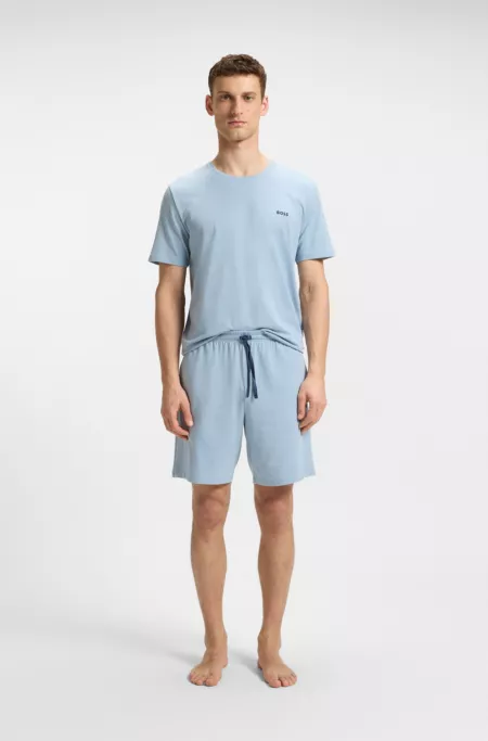 Stretch-cotton shorts with embroidered logo
