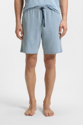 Short van stretchkatoen met logostiksel, Lichtblauw