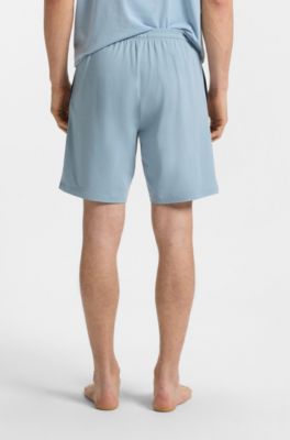 Stretch-cotton shorts with embroidered logo, Light Blue