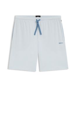 Short en coton stretch &agrave; logo brod&eacute;, bleu clair