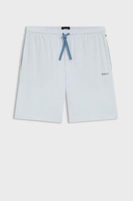 Stretch-cotton shorts with embroidered logo, Light Blue