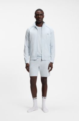 Stretch-cotton shorts with embroidered logo, Light Blue