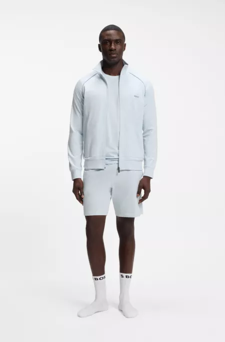 Short en coton stretch à logo brodé