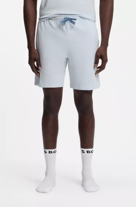 Short en coton stretch à logo brodé