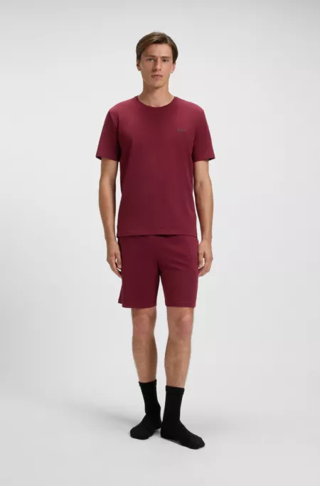 Stretch-cotton shorts with embroidered logo
