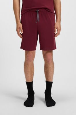 Bermuda in cotone elasticizzato con logo ricamato, Rosso scuro