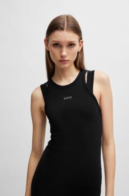 BOSS - Bodycon-Kleid aus Stretch-Baumwolle mit Cut-outs